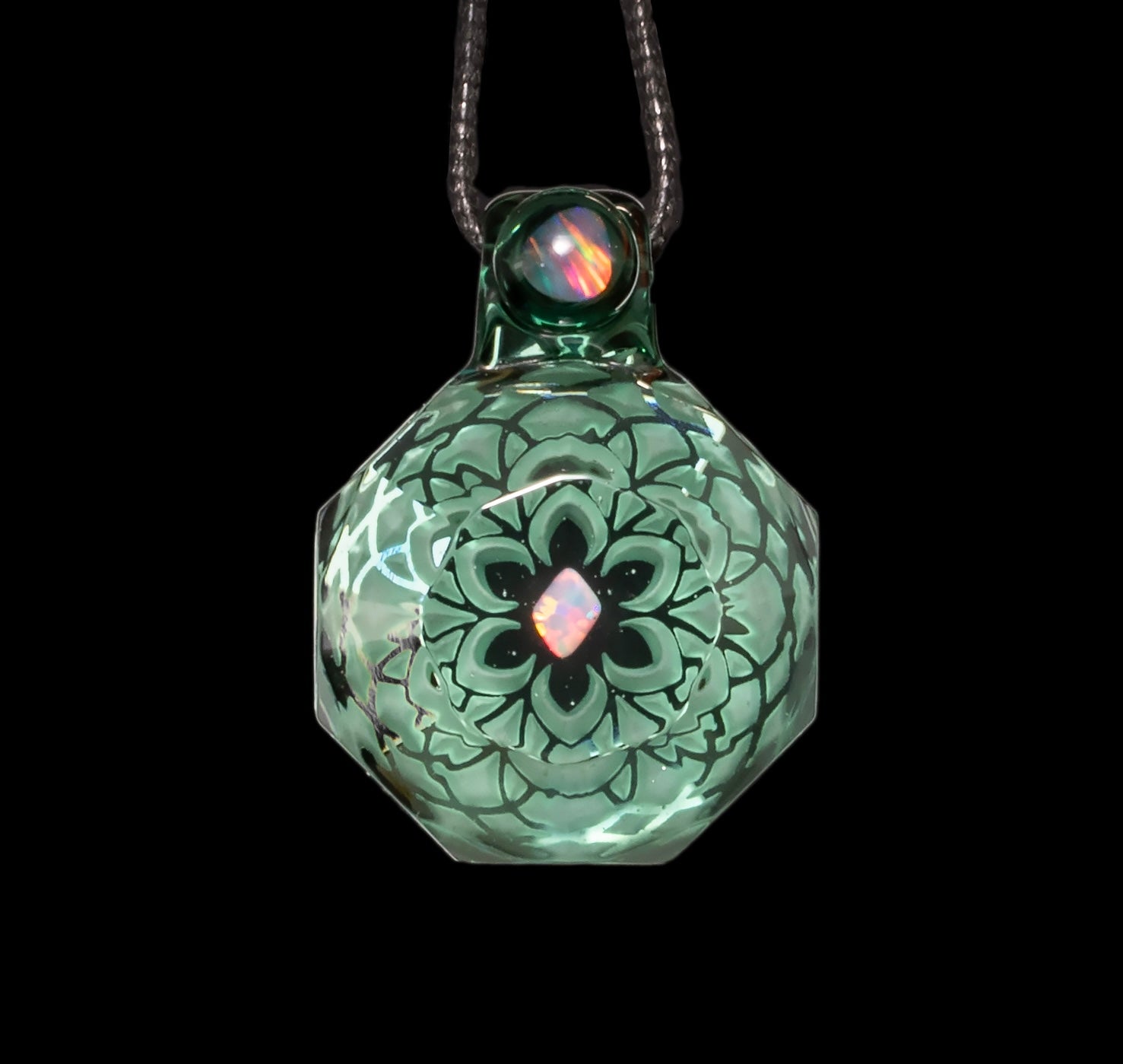Faceted Opal Pendant - Sacred Geometry